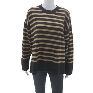 J Crew Womens Striped Cotton Crewneck Sweater Beige Long Sleeve Size XL